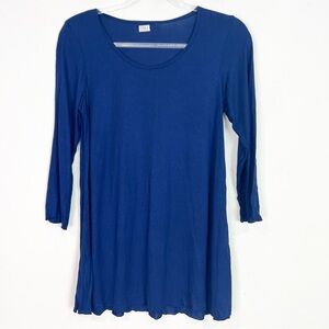 LISA Z BLUE 3/4 SLEEVE SCOOP NECK TUNIC SHIRT WOMENS XS